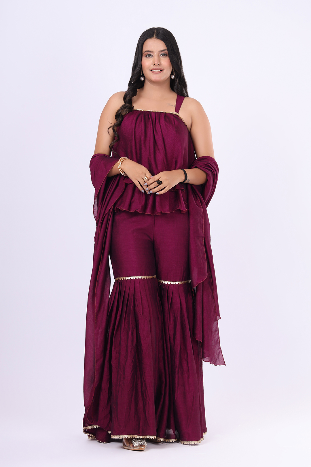 V Glame Wine Purple Grace Three Piece Set – V Silk Ensemble
